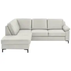 Ecksofa in Echtleder Weiß