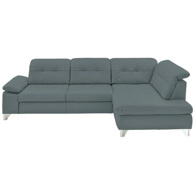 Ecksofa in Echtleder Blaugrau
