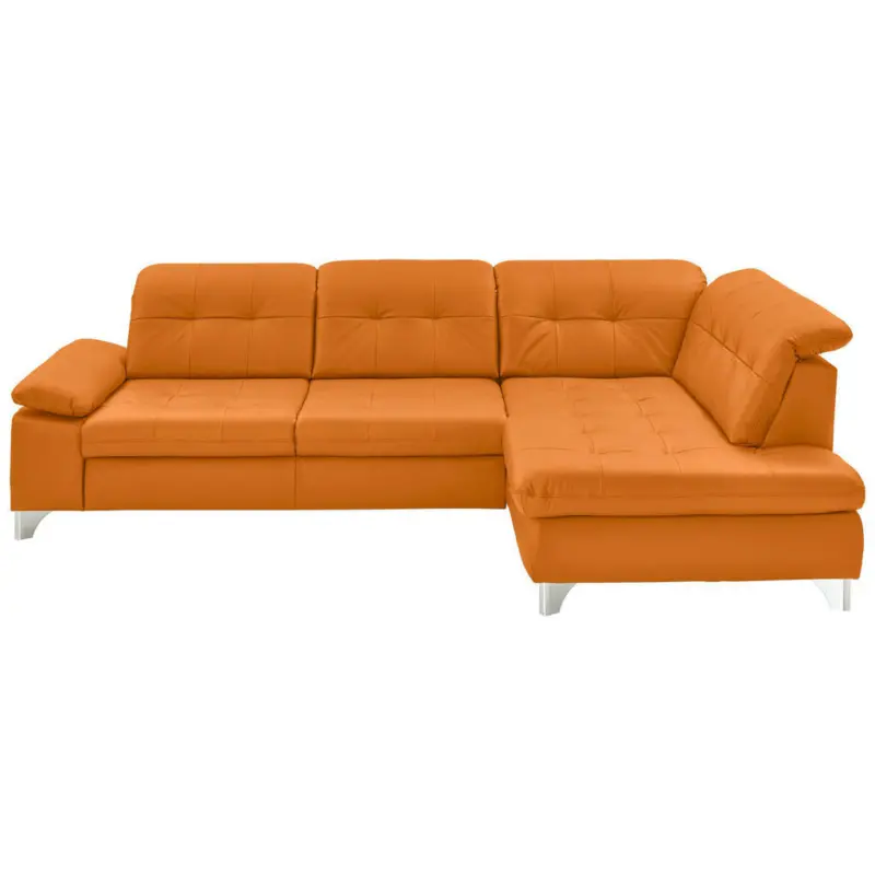 Ecksofa in Echtleder Orange