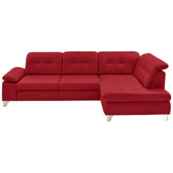 Ecksofa in Echtleder Rot