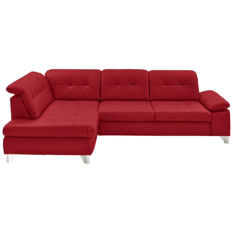 Ecksofa in Echtleder Rot