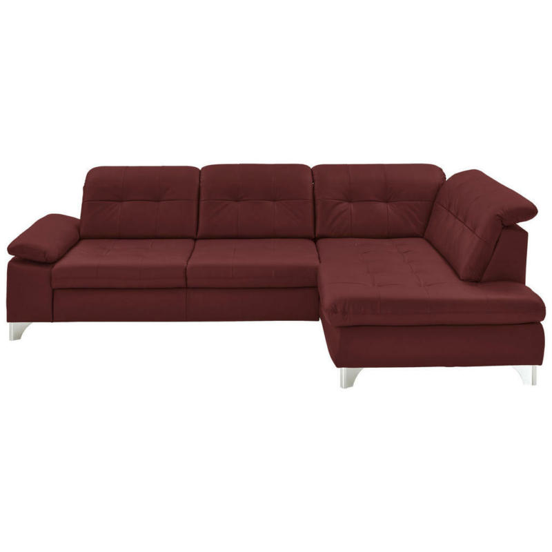 Ecksofa in Echtleder Brombeere