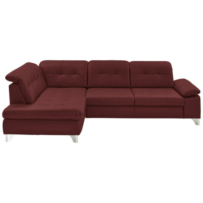 Ecksofa in Echtleder Brombeere