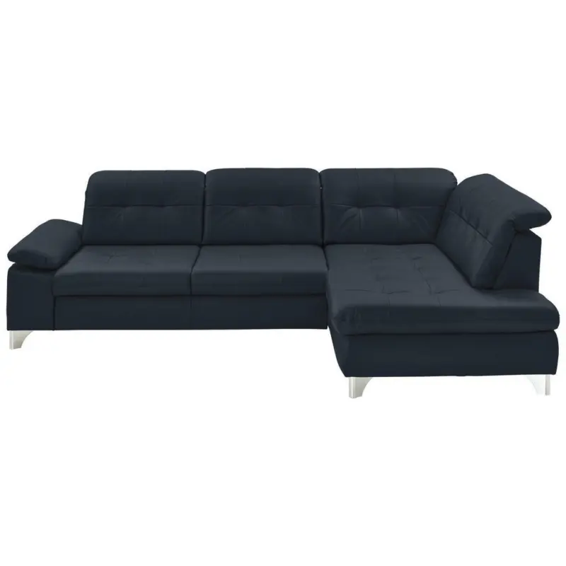 Ecksofa in Echtleder Dunkelblau
