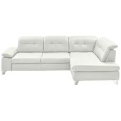 Ecksofa in Echtleder Weiß