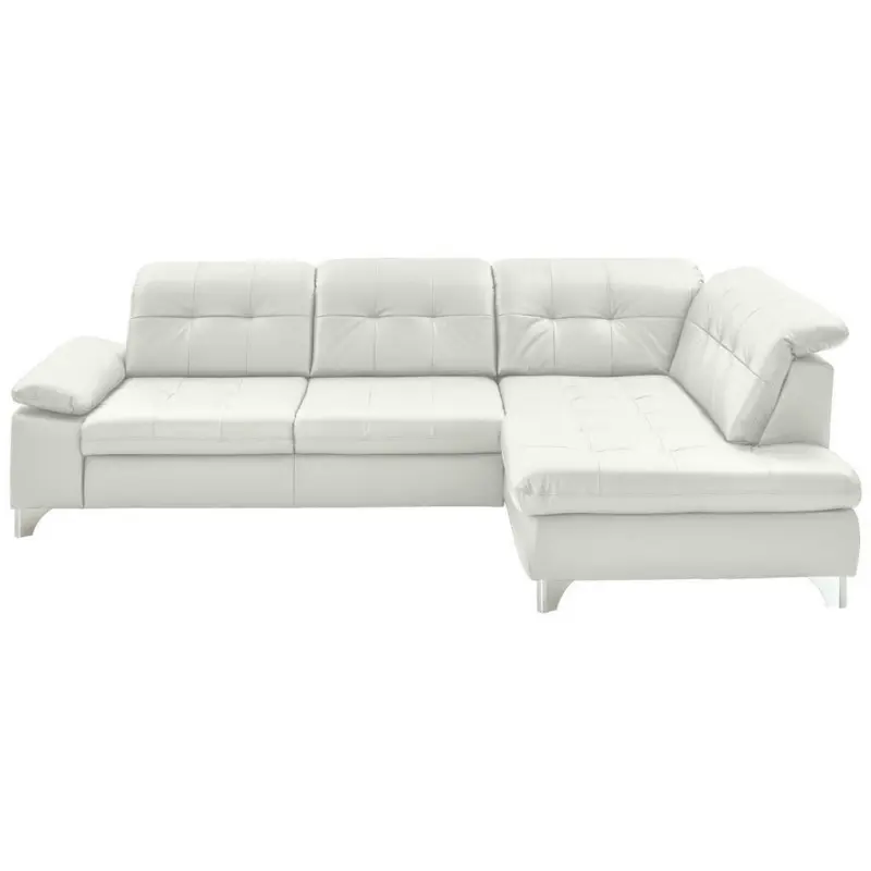 Ecksofa in Echtleder Weiß