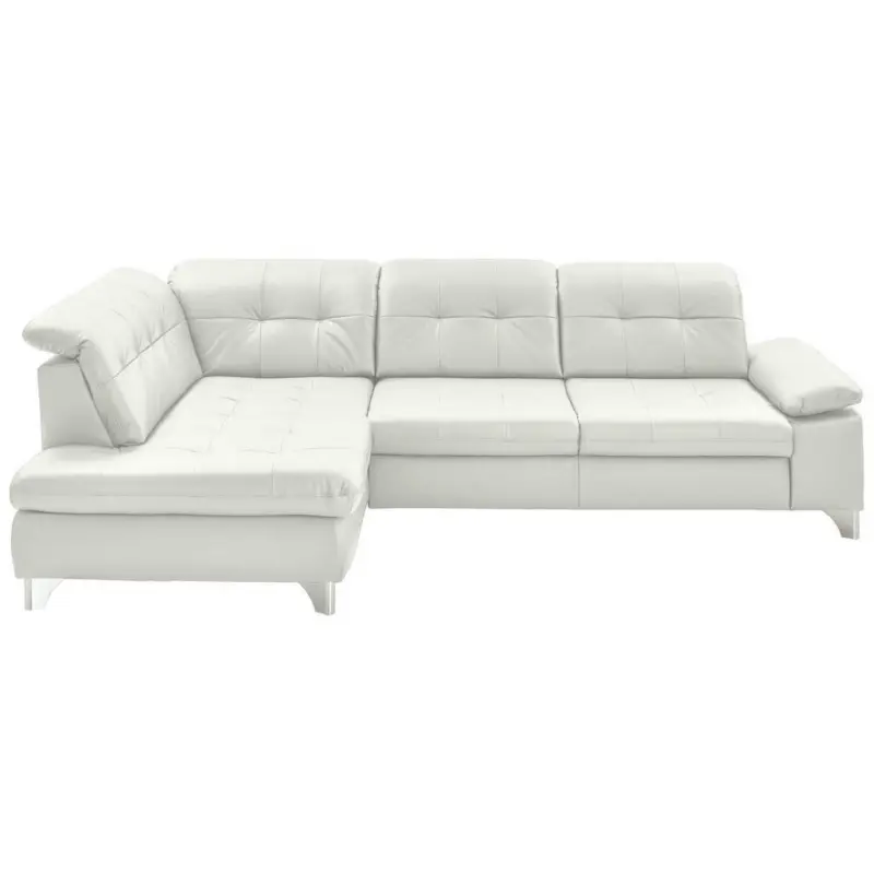 Ecksofa in Echtleder Weiß