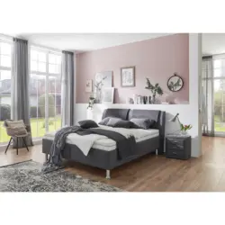 Polsterbett 160/200 cm in Anthrazit, Grau