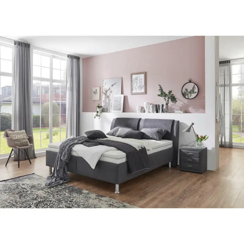 Polsterbett 160/200 cm in Anthrazit, Grau