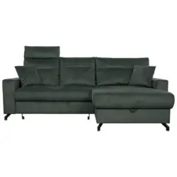 Ecksofa in Velours Grau