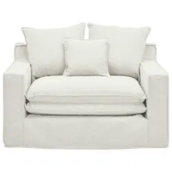 Sessel in Flachgewebe, Bouclé Weiß