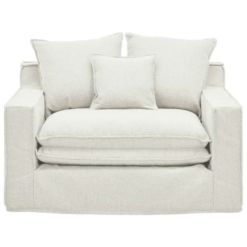 Sessel in Flachgewebe, Bouclé Weiß