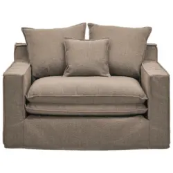 Sessel in Flachgewebe, Bouclé Weiß