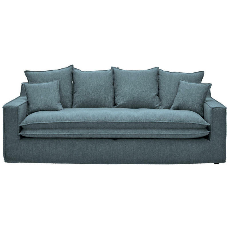 Dreisitzer-Sofa in Flachgewebe, Bouclé Blau