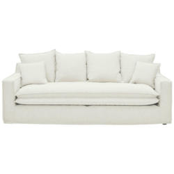 Dreisitzer-Sofa in Flachgewebe, Bouclé Weiß