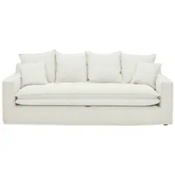 Dreisitzer-Sofa in Flachgewebe, Bouclé Weiß