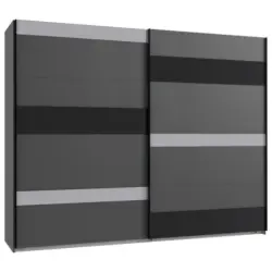 Schwebetürenschrank in Graphitfarben, Grau, Schwarz