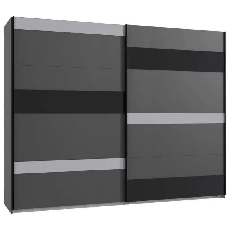 Schwebetürenschrank in Graphitfarben, Grau, Schwarz