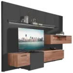 XXXLutz Lauterach - Ihr Möbelhaus bei Bregenz Wohnwand 344/213,2/55,2 cm in Anthrazit, Nussbaumfarben