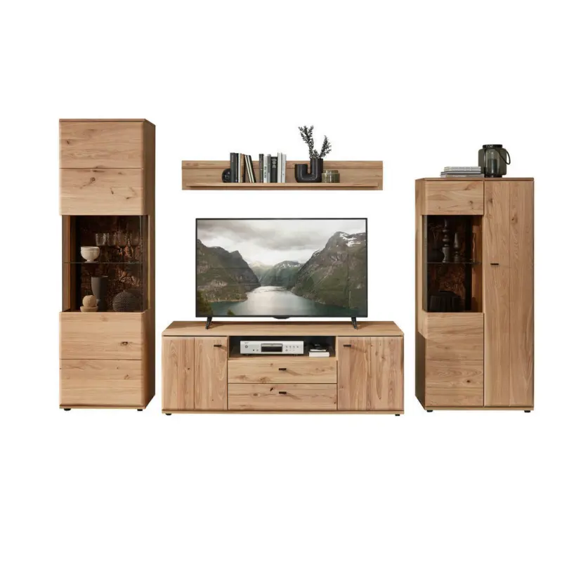 Wohnwand 331/205/50 cm in Braun, Eschefarben, Eiche Artisan