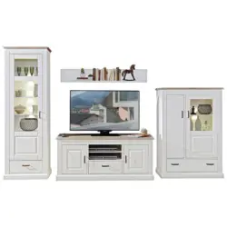 Wohnwand 348/204/52 cm in Taupe, Pinienfarben