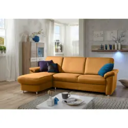 Ecksofa in Flachgewebe Currygelb