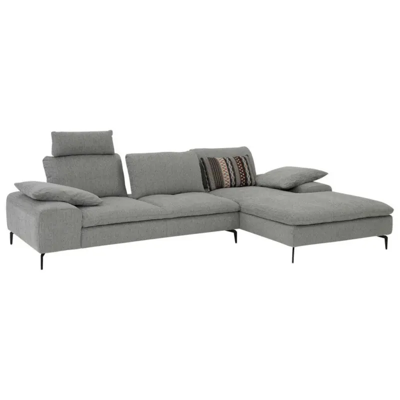 Ecksofa in Flachgewebe Silberfarben