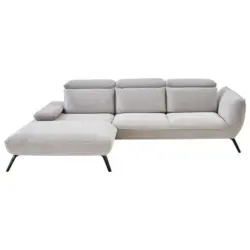 Ecksofa in Kord Silberfarben