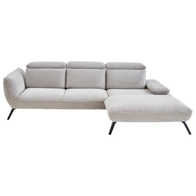 Ecksofa in Cord Hellgrau