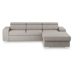Eckschlafsofa in Velours Creme