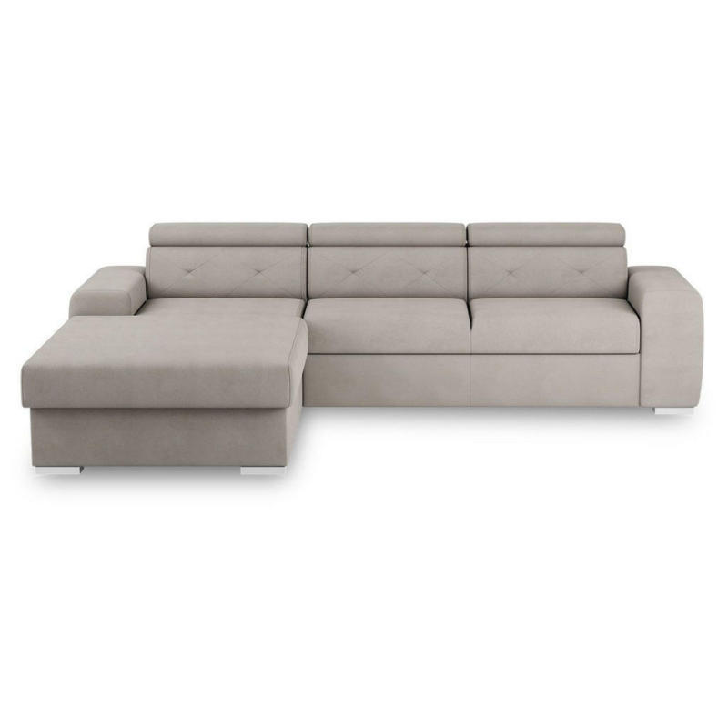 Eckschlafsofa in Velours Creme