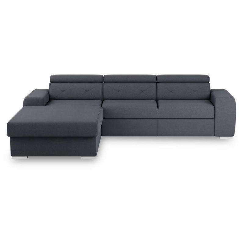 Eckschlafsofa in Velours Blau, Grau