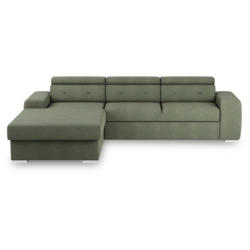 Eckschlafsofa in Velours Olivgrün