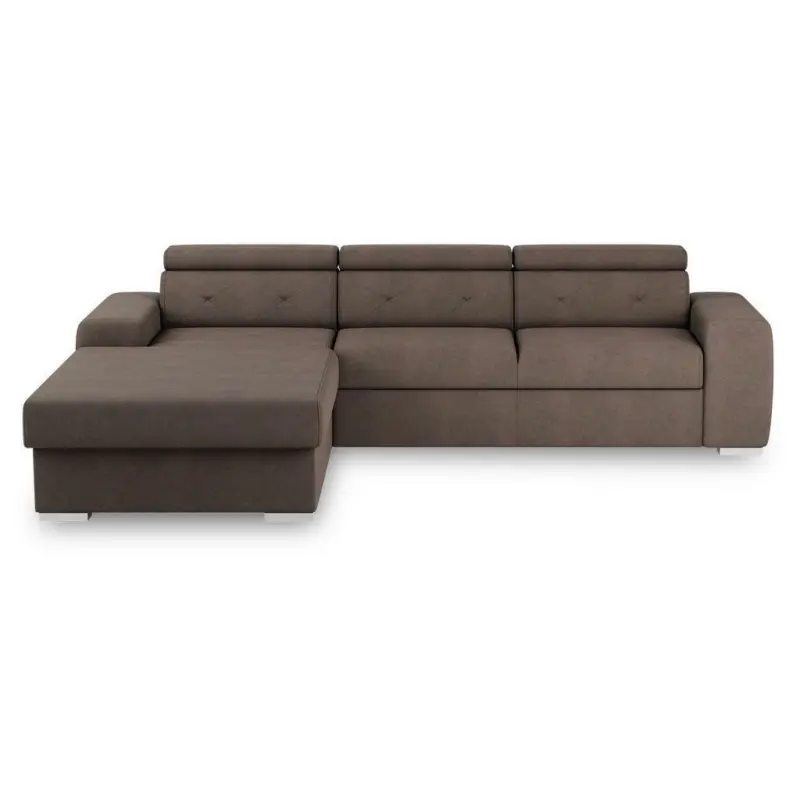 Eckschlafsofa in Velours Braun