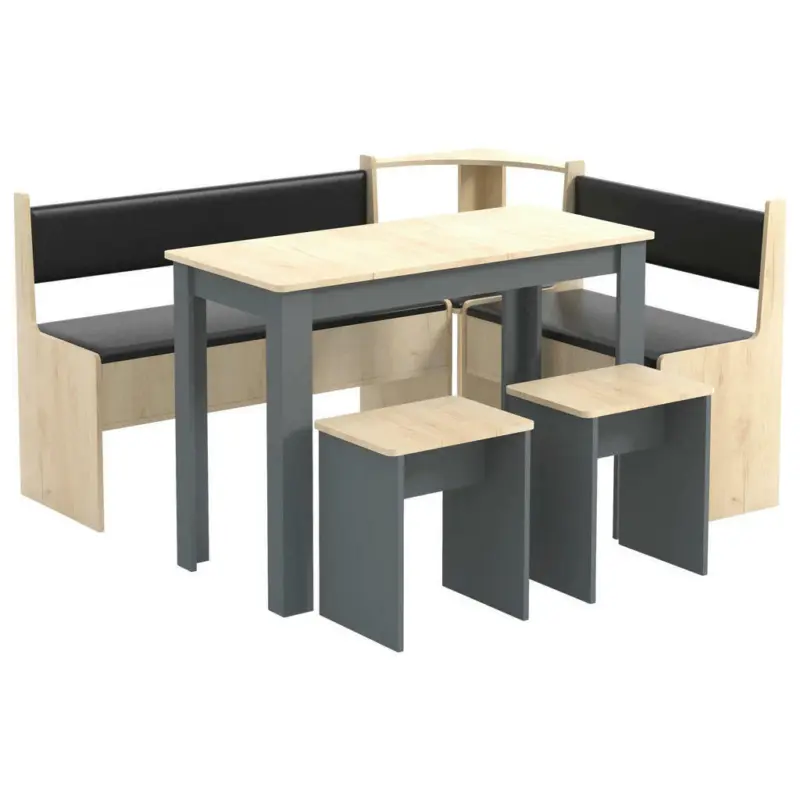 Eckbankgruppe in Holzwerkstoff Anthrazit