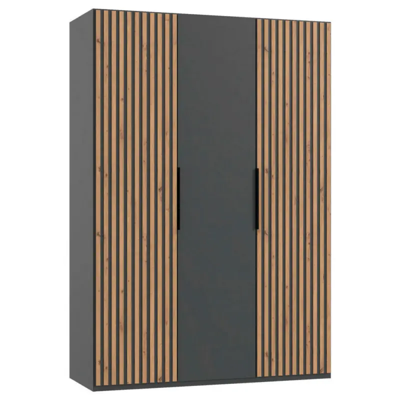 Drehtürenschrank in Graphitfarben, Eichefarben