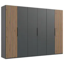 Drehtürenschrank in Graphitfarben, Eichefarben