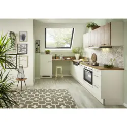 Eckküche 220/280 cm in Eichefarben, Magnolie