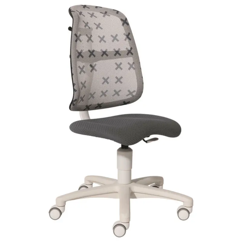 Jugenddrehstuhl in Netzbespannung, Webstoff Grau, Weiß