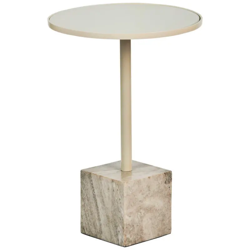 Beistelltisch in Metall, Glas, Stein 35/35/51 cm