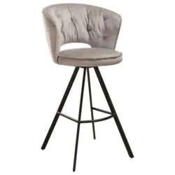 Barhocker in Metall, Textil Grau