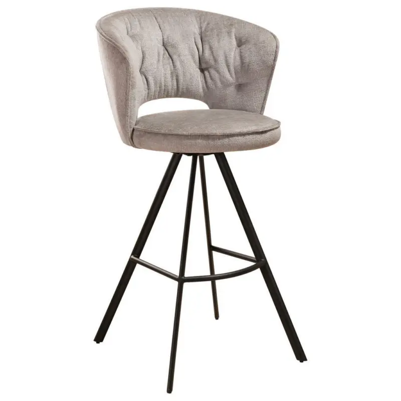Barhocker in Metall, Textil Grau