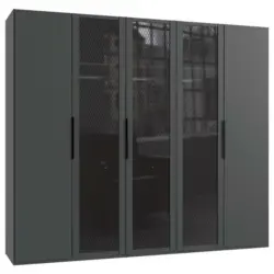Drehtürenschrank in Graphitfarben, Grau