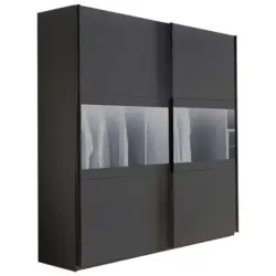 Schwebetürenschrank in Graphitfarben, Grau