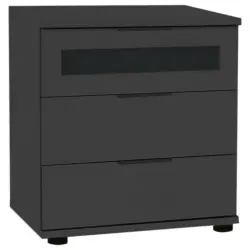 Nachtkästchen in Graphitfarben, Schwarz