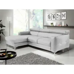 Ecksofa in Flachgewebe Hellgrau