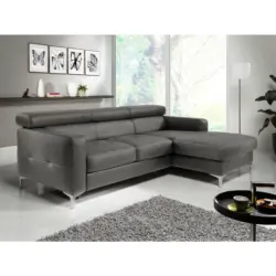 Ecksofa in Flachgewebe Graubraun