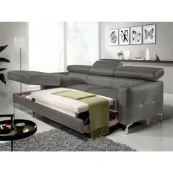 Ecksofa in Flachgewebe Graubraun