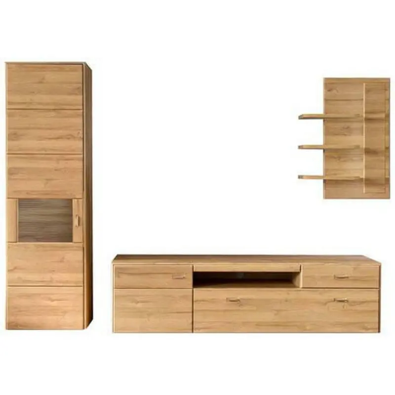 Wohnwand 300/206/52 cm in Eichefarben