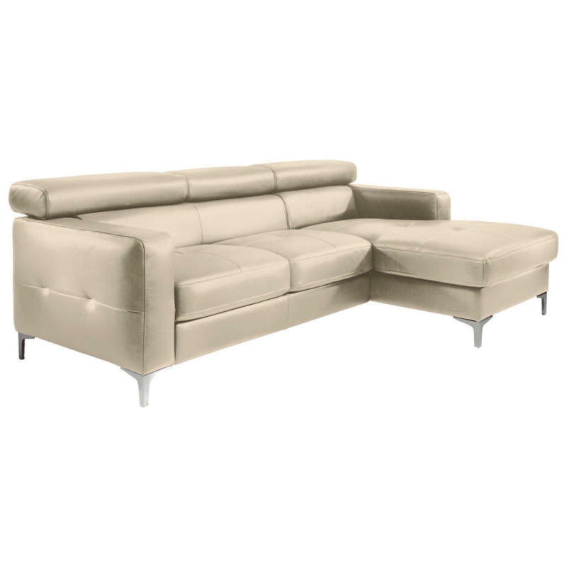 Ecksofa in Echtleder Beige